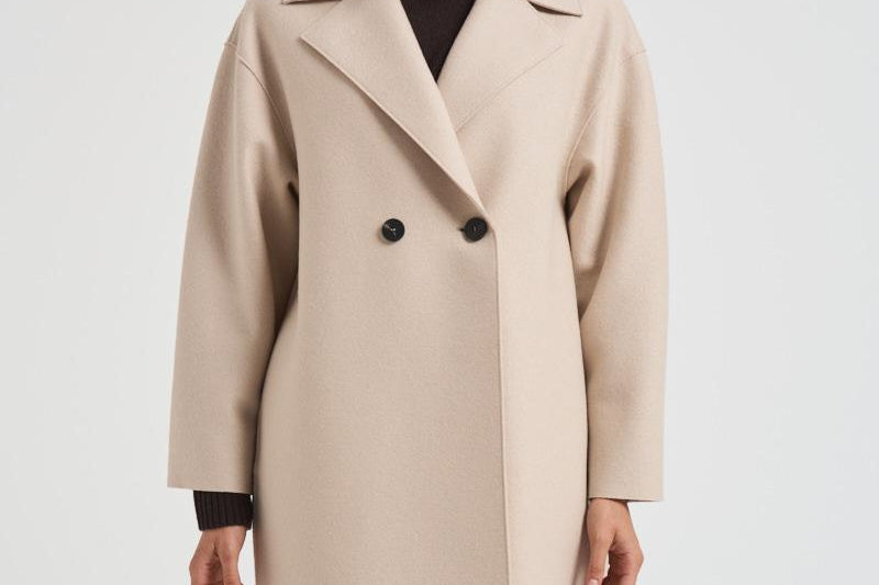 Cappotto donna doppiopetto panna AC1487 MLK120 HARRIS WHARF LONDON 