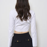 Blusa donna cropped bianca CA078 100 ELISABETTA FRANCHI 