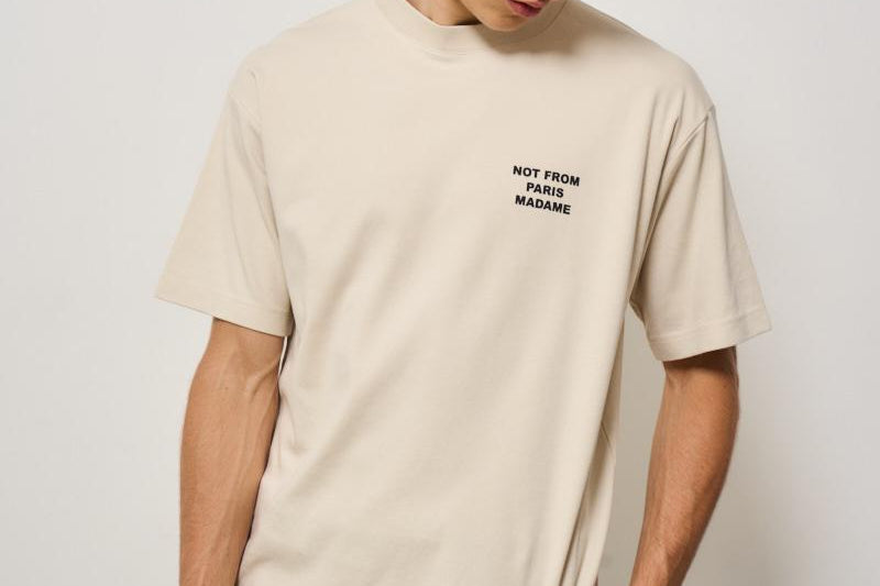 T-shirt uomo girocollo beige TS203 CO0002MT DROLE DE MONSIEUR 