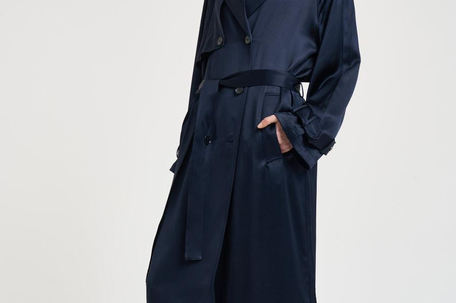 Trench donna lungo viscosa blu 11779 NAVY ANINE BING 