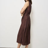 Abito donna lungo plissè bordeaux B57034 B578 ROBERTO COLLINA 