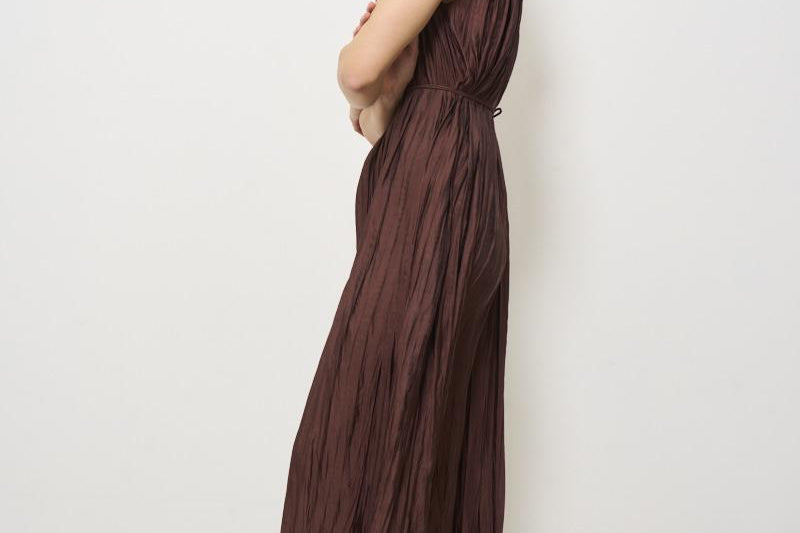 Abito donna lungo plissè bordeaux B57034 B578 ROBERTO COLLINA 