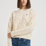 Maglia donna girocollo a treccia panna 211A91216 002 RALPH LAUREN 