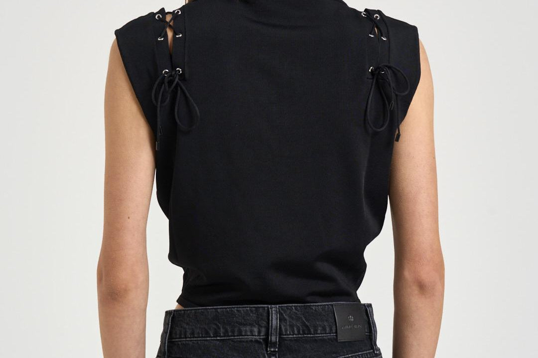 Top donna con lacci nero<BR/> FELICINE BLA0126S IRO 