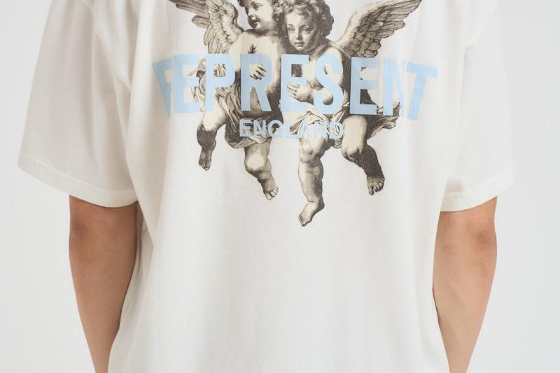T-shirt uomo bianca con stampe MLM100369 FLATWHITE REPRESENT 