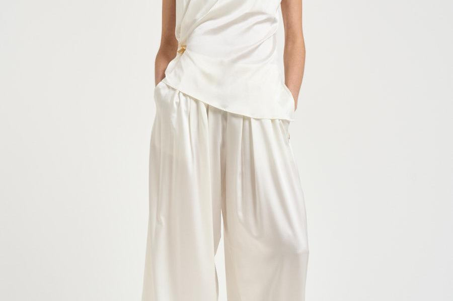 Top donna drappeggiato avorio 726SS7833S IVORY DANAME 