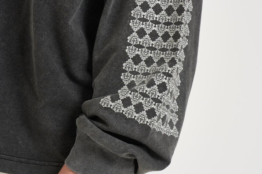 Felpa uomo grigio con stampa HIMARIYU WASHEDBLACK DON'T WASTE CULTURE 