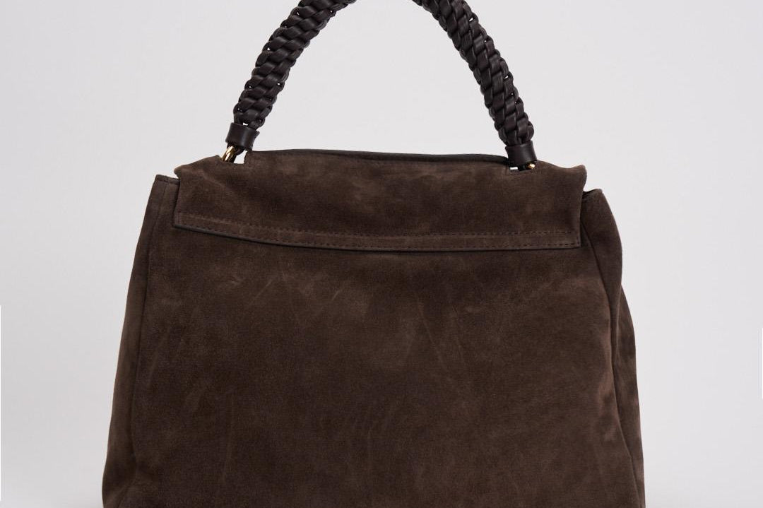 Borsa donna Sveva Peach Media a spalla in suede con tracolla moro BT2006PEO TMORO ORCIANI 