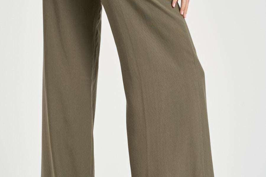 Pantalone donna Nadia Chino Palazzo verde militare NADIA 150 OLIVA NINE IN THE MORNING 