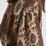 Blusa donna con stampa floreale marrone S1163 116 BAZAR DELUXE 