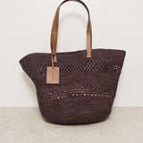 Borsa donna a spalla in rafia cioccolato V7.4CK CHOCOLATE MANEBI' 