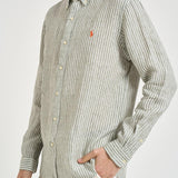Camicia uomo in lino a righe verde 710B15594 001 RALPH LAUREN 