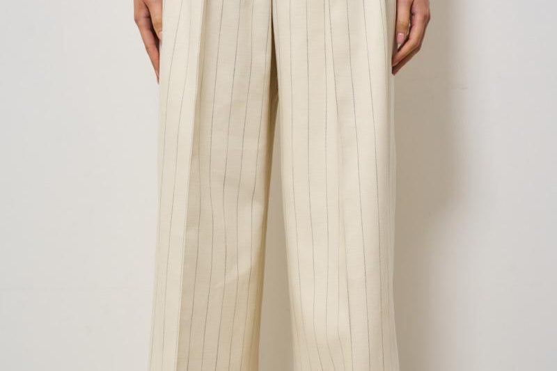 Pantalone donna Lou a palazzo gessato panna 10863 MTL66 ANINE BING 