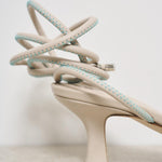 Sandalo donna beige con impunture verdi GIOIA MILK 3JUIN 