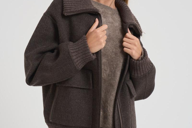 Giubbotto donna in lana grigio D431747 LEAK886MORO P.a.r.o.s.h. 