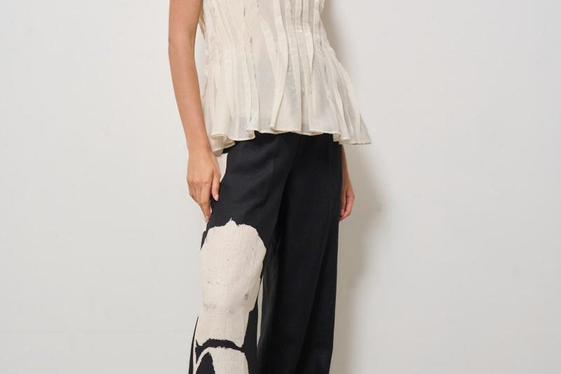 Blusa donna con arricciatura panna L5SN56 A06 LIVIANA CONTI 