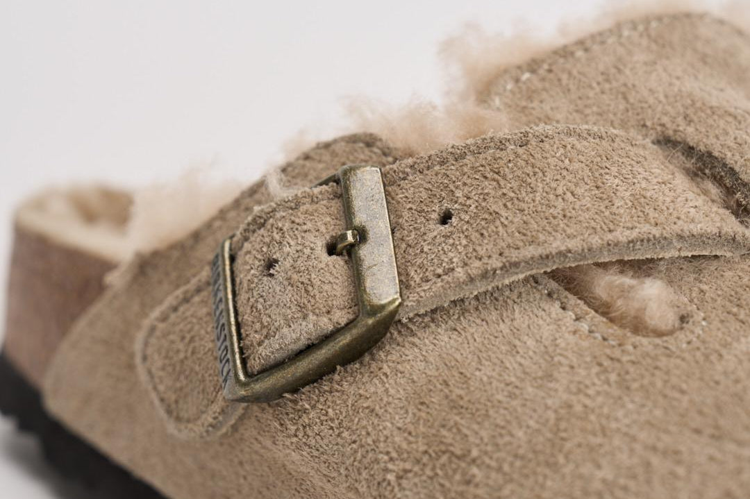 Scarpa donna Boston con pelliccia di agnello taupe 1028299 TAUPE BIRKENSTOCK 