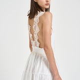 Abito donna lungo con pizzo bianco W06050581 WHITE MAURIZIO MYKONOS 