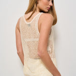 Top donna girocollo paillettes panna 104710 A2EXC03 PINKO 