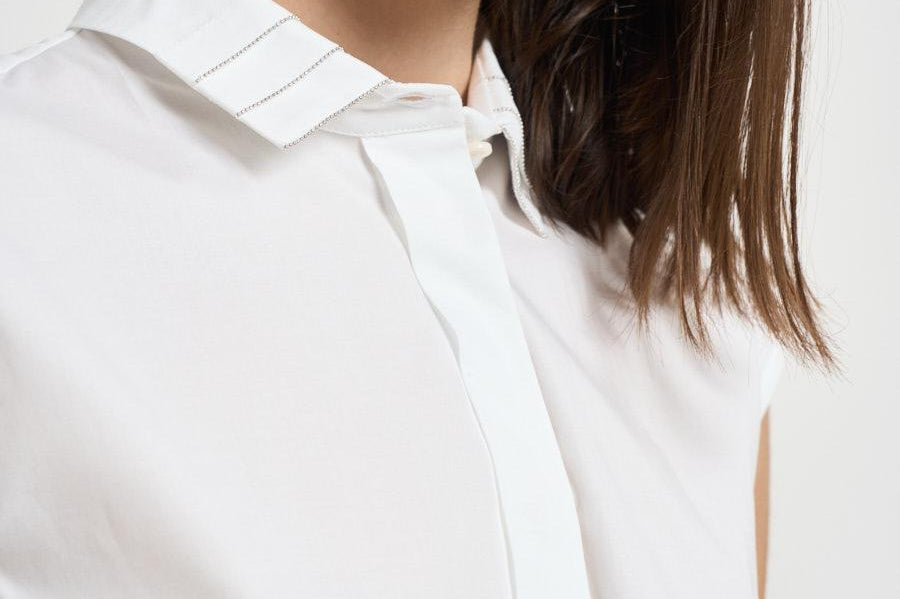 Camicia donna smanicata bianca A06733 8928C01C PESERICO 