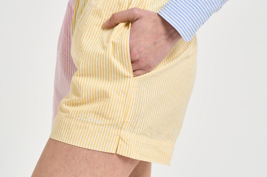 Shorts donna a righe multicolor MEA002 MIX MC2 SAINT BARTH 