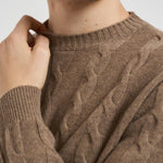 Maglia uomo girocollo a treccia tortora 25FCCM010439 114 ACCADEMIE TESSILI 