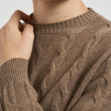 Maglia uomo girocollo a treccia tortora 25FCCM010439 114 ACCADEMIE TESSILI 