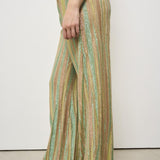 Pantaloni donna a palazzo in lamé verdi 13919 6014 FORTE FORTE 