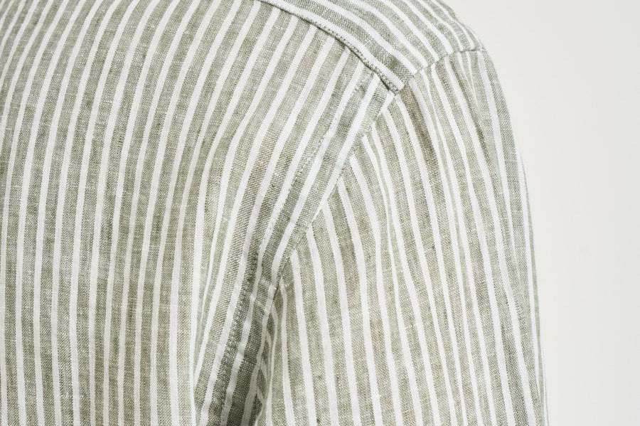Camicia uomo in lino a righe verde 710B15594 001 RALPH LAUREN 