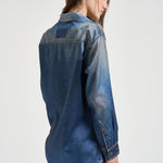 Camicia donna in denim blu slavato GWP02525 P00240650100 GOLDEN GOOSE 