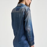 Camicia donna in denim blu slavato GWP02525 P00240650100 GOLDEN GOOSE 