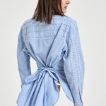 Camicia donna con strass azzurra 106225A32R CARLEYZE5 PINKO 