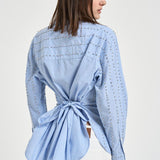 Camicia donna con strass azzurra 106225A32R CARLEYZE5 PINKO 