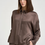 Camicia donna satinata marrone A06402 01943151 PESERICO 