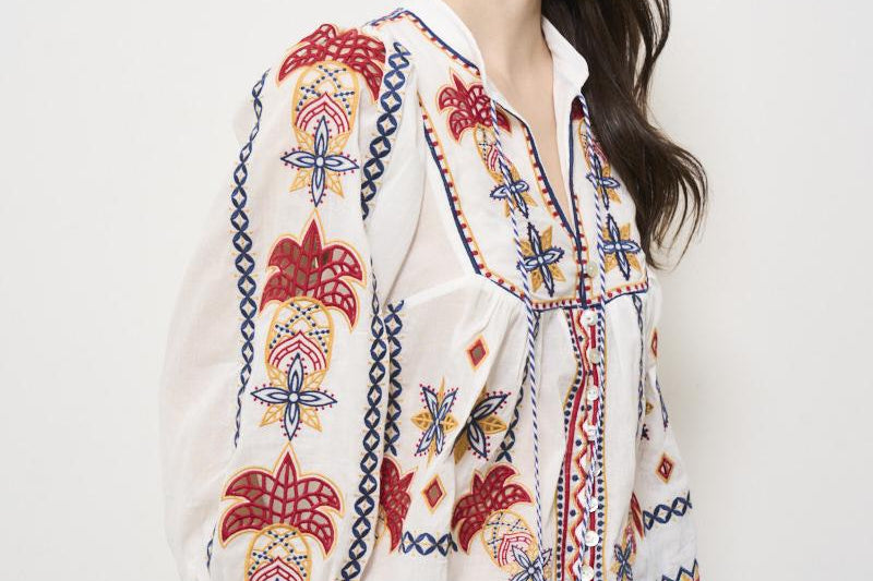 Camicia donna fantasia ricamata 332385 MARYS FARM RIO GLOBAL 