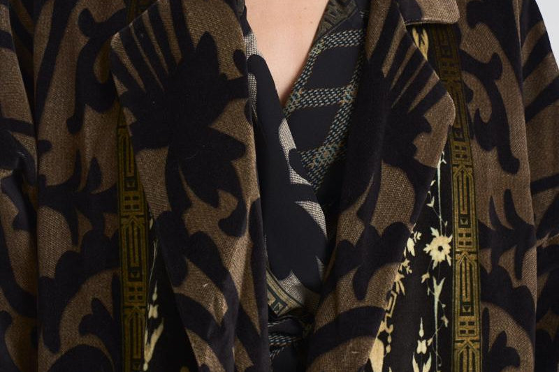 Cappotto lungo Revdox in fantasia nero 12438 516458 PIERRE-LOUIS MASCIA 