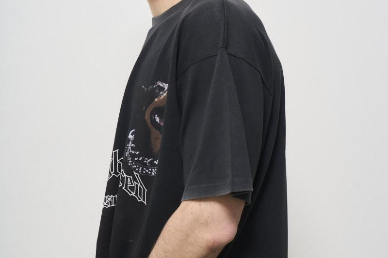 T-shirt uomo girocollo grigia con stampa MLM41135 VINTAGE BLACK003 REPRESENT 
