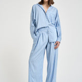 Camicia donna a righe celeste NYNNON BLUELEFT IRO 