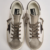 Sneakers donna Super Star bianche e glitter marroni GWF00101 F00812212386 GOLDEN GOOSE 