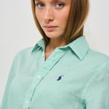 Camicia donna in lino verde acqua 211970730 013 RALPH LAUREN 