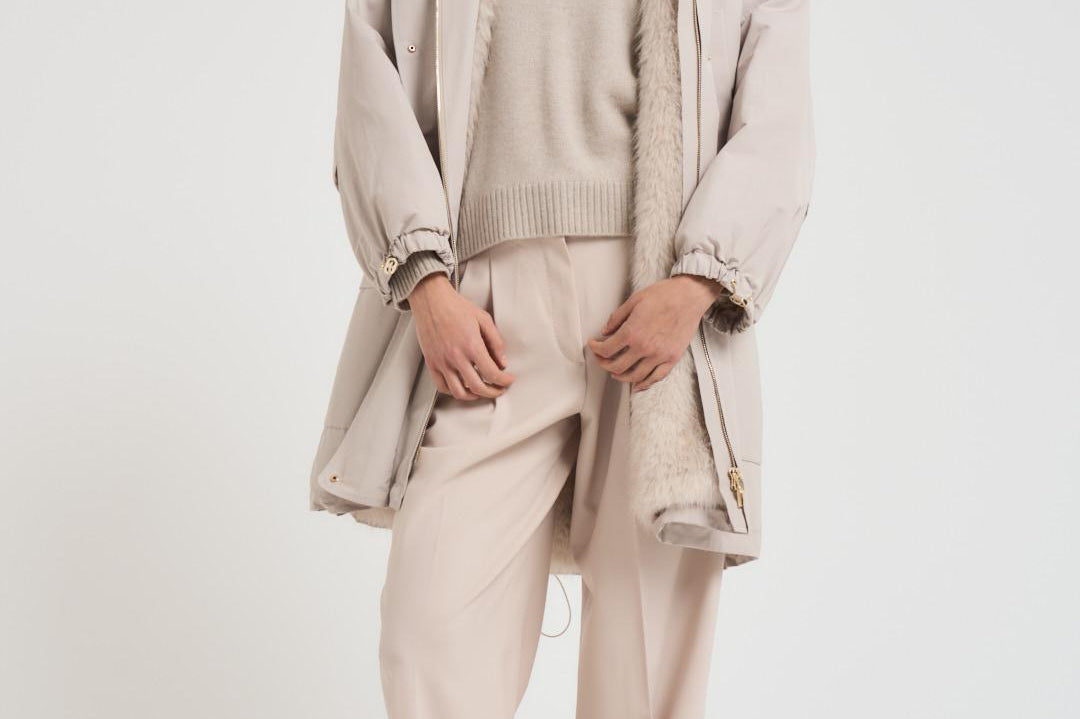 Parka donna ampio midi panna GAIL 001 MAX MARA STUDIO 