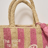 Borsa donna Colette in rafia a righe rosa COLETTERAFIA 01527H MC2 SAINT BARTH 