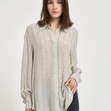 Camicia donna con strass grigia 106238A31F CAITLINI18 PINKO 
