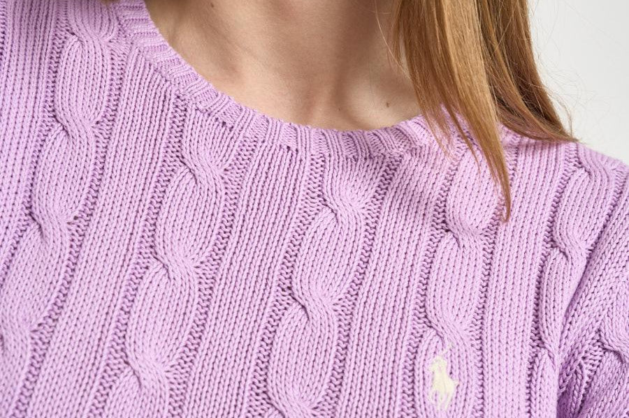 Maglia donna girocollo a trecce lilla 211971869 505 RALPH LAUREN 