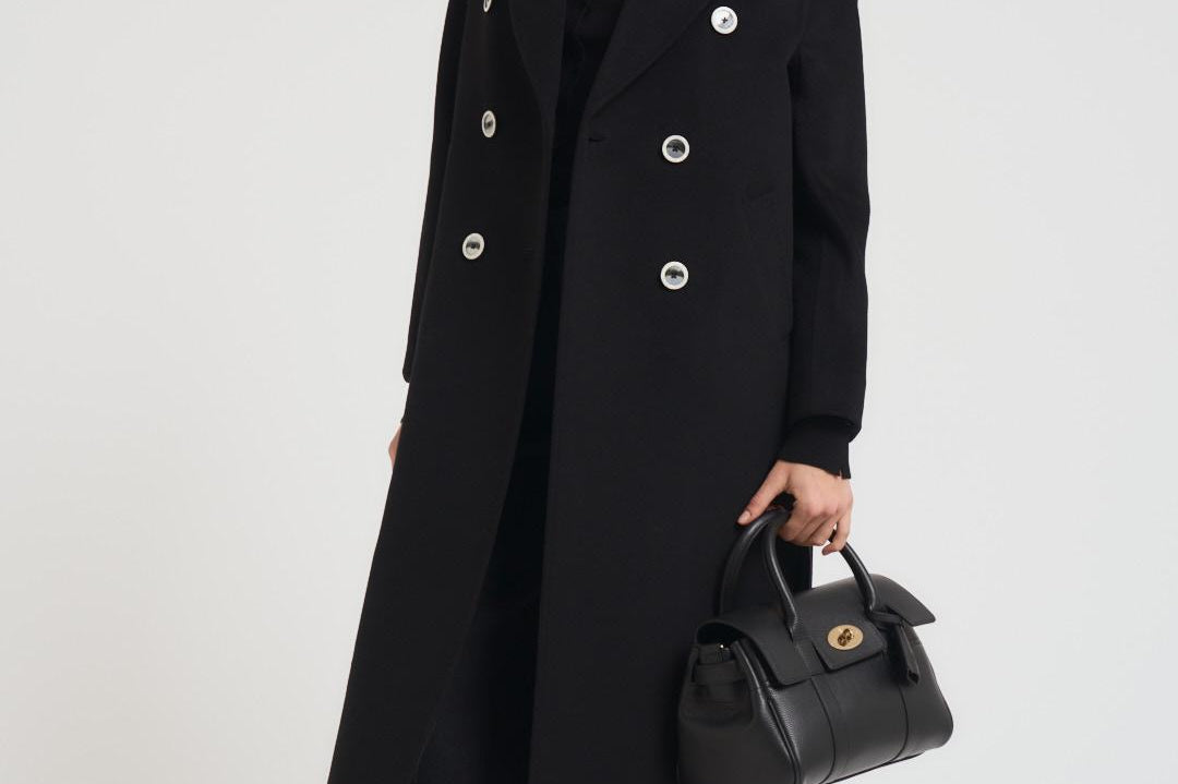 Cappotto lungo donna doppiopetto nero MYRNA DEBORA21 ACCADEMIE TESSILI 