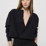 Maglia donna con incrocio nera F5SG30 Y69 LIVIANA CONTI 