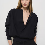 Maglia donna con incrocio nera F5SG30 Y69 LIVIANA CONTI 