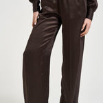Pantalone donna satinato marrone Y6SM39 V22 SEMICOUTURE 