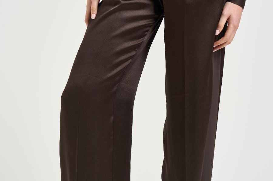 Pantalone donna satinato marrone Y6SM39 V22 SEMICOUTURE 