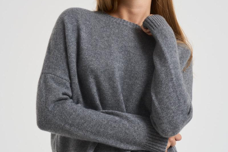 Maglione donna girocollo grigio. AMELIE 1300FLANELLE KUJTEN 